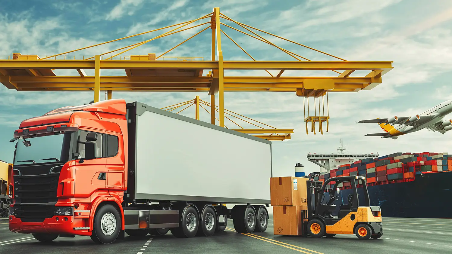 a forklift loading a truck