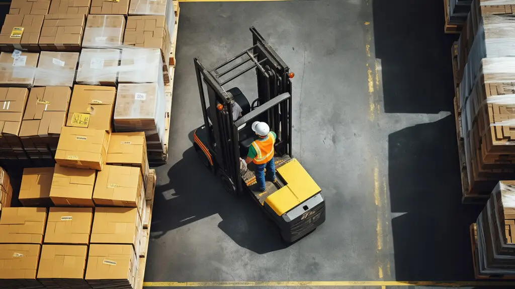 stationary vehicle man in forklift